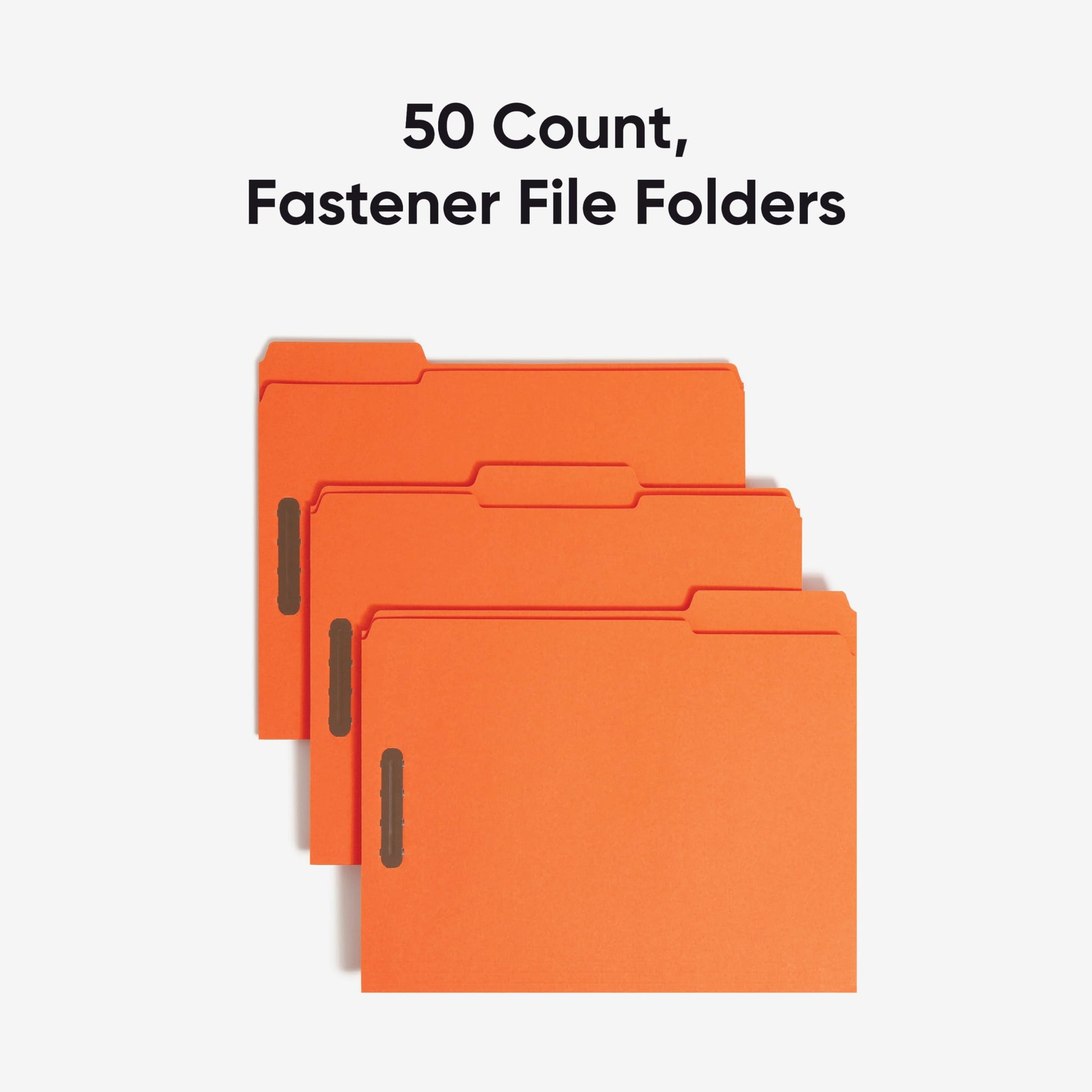 Smead Fastener File Folders, 50 Count, Orange, Reinforced 1/3-Cut Tabs, 2 Fasteners, Letter Size (12540)