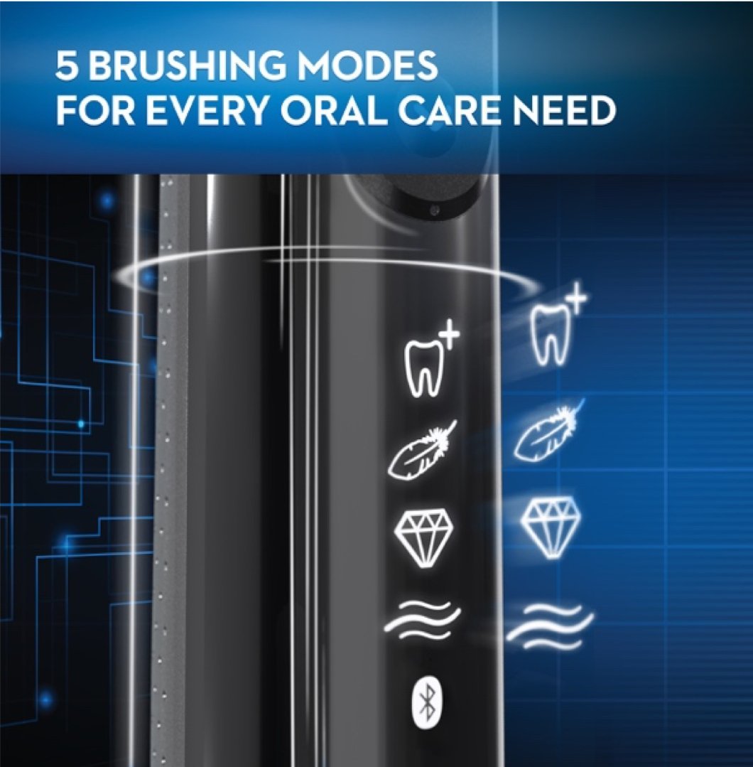 Oral-B 7500 Electric Toothbrush with Replacement Brush Heads and Travel Case, Black