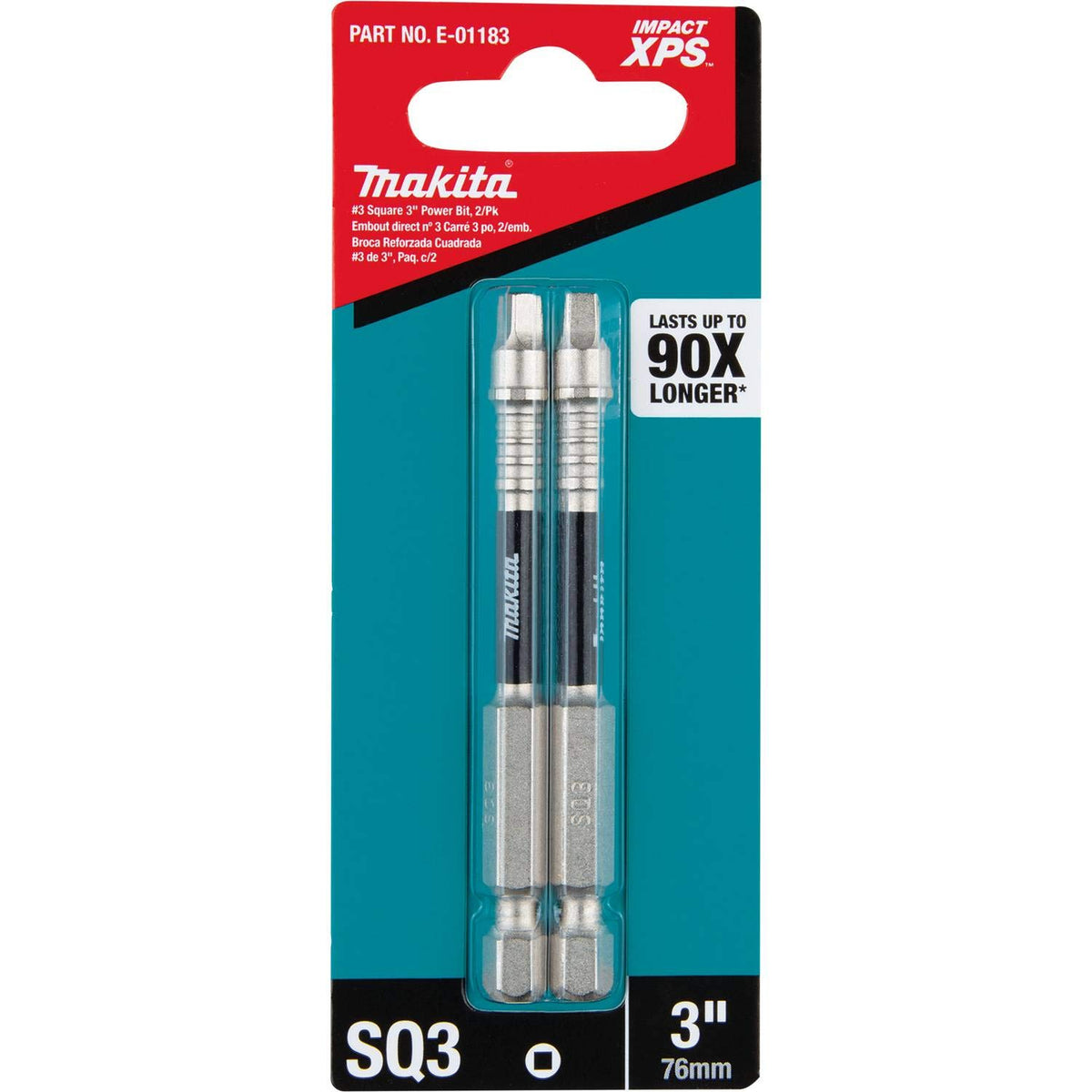 Makita E-01183 Impact XPS™ #3 Square 3" Power Bit, 2/pk