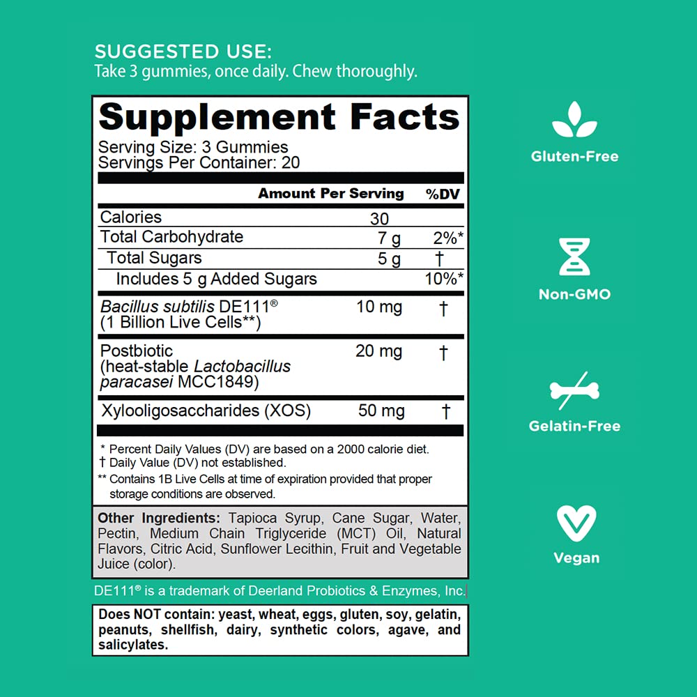 Goli Nutritional Supplement, Pre+Post+Probiotics Gummy - 60 Count - World's First 3-in-1 Gluten-Free, Vegan, Non-GMO, and Gelatin-Free.