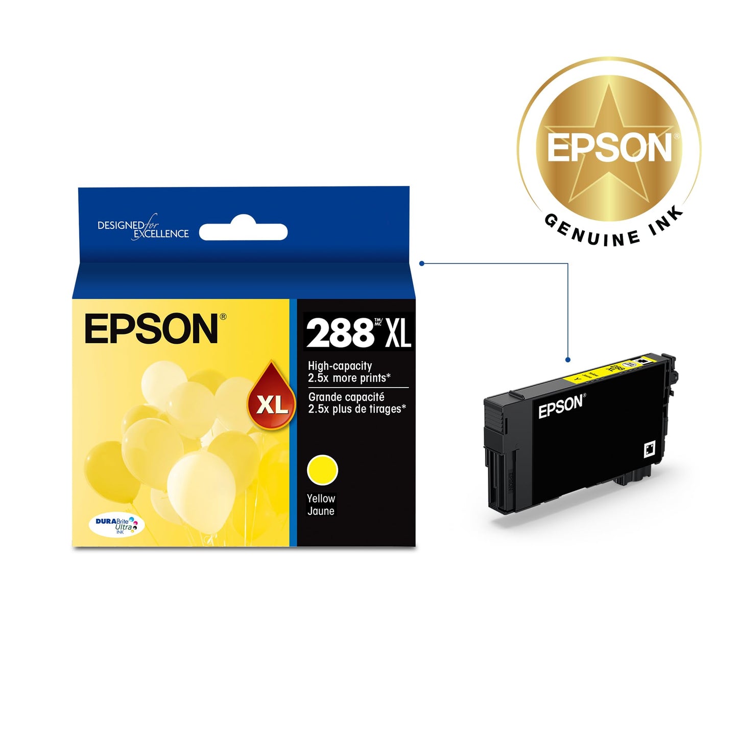 EPSON 288 DURABrite Ultra Ink High Capacity Yellow Cartridge (T288XL420-S) Works with Expression XP-330, XP-430, XP-434, XP-340, XP-440, XP-446