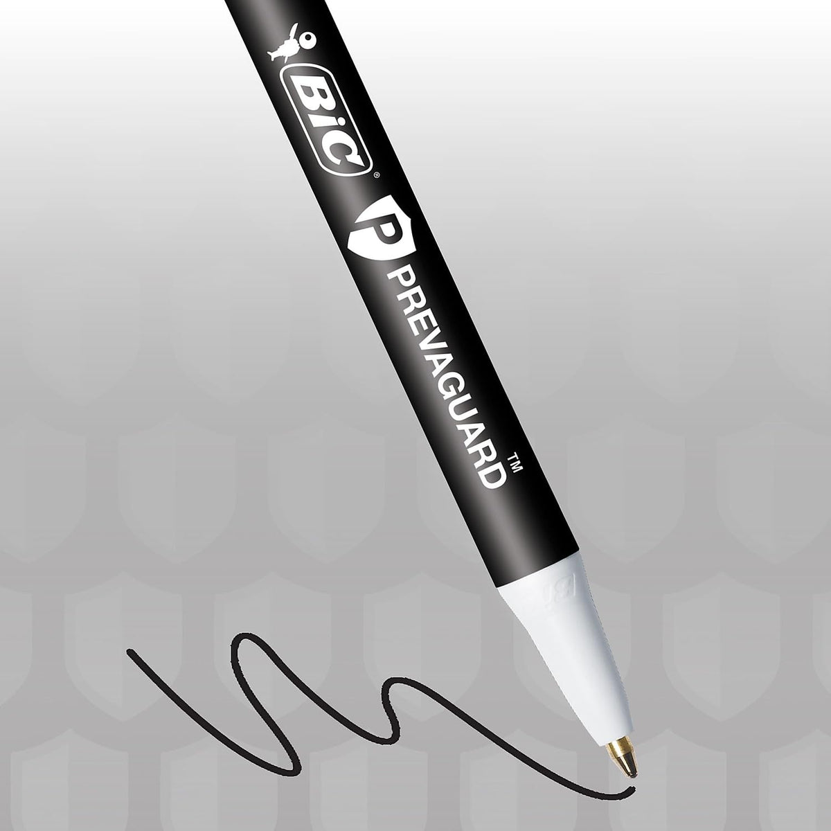 BIC PrevaGuard Clic Stic Ballpoint Pen With Built-in Protection To Suppress Bacteria Growth, Medium Point (1.0mm), Black, 12-Count