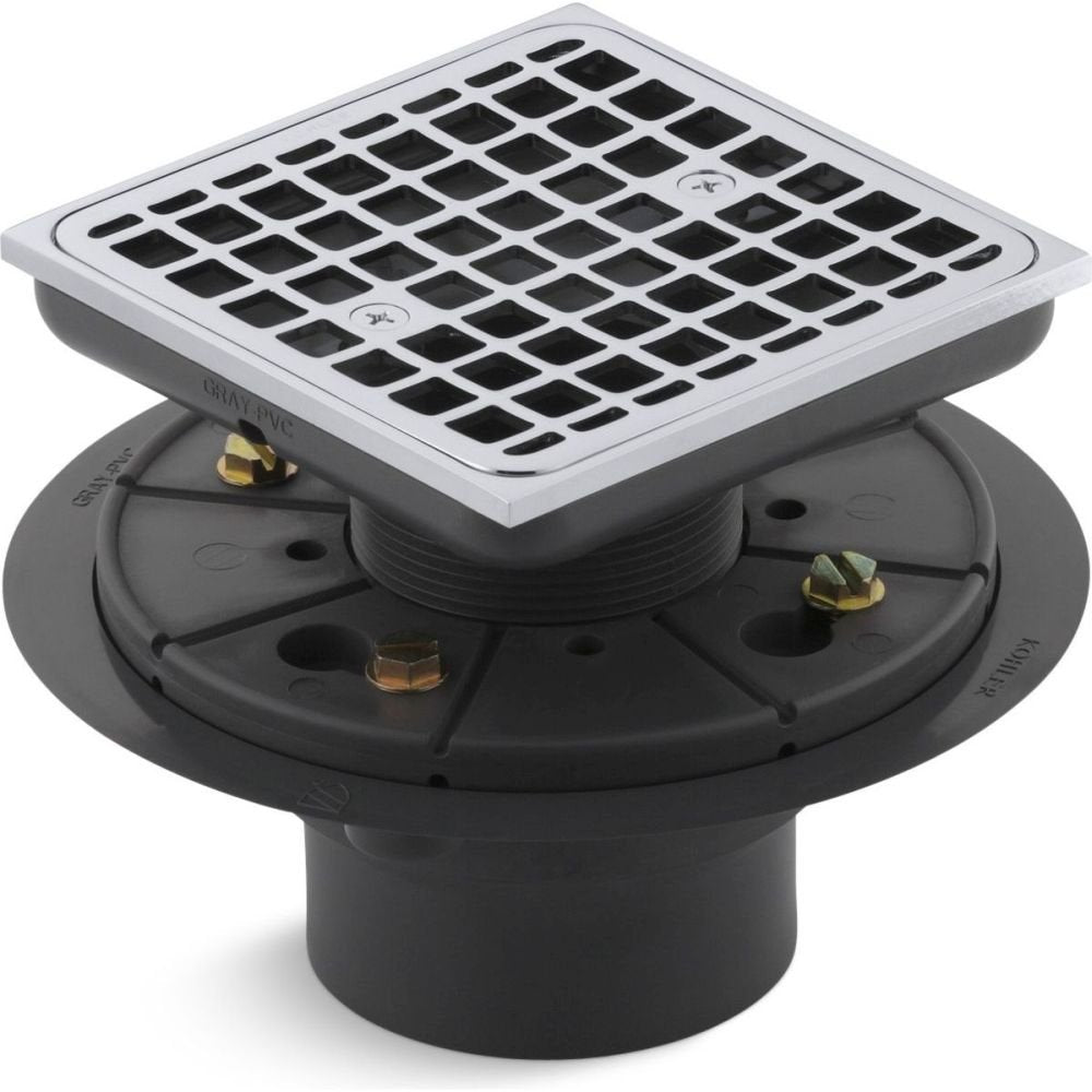 Kohler K-9136-CP Square Design Tile-In Shower Drain, Polished Chrome