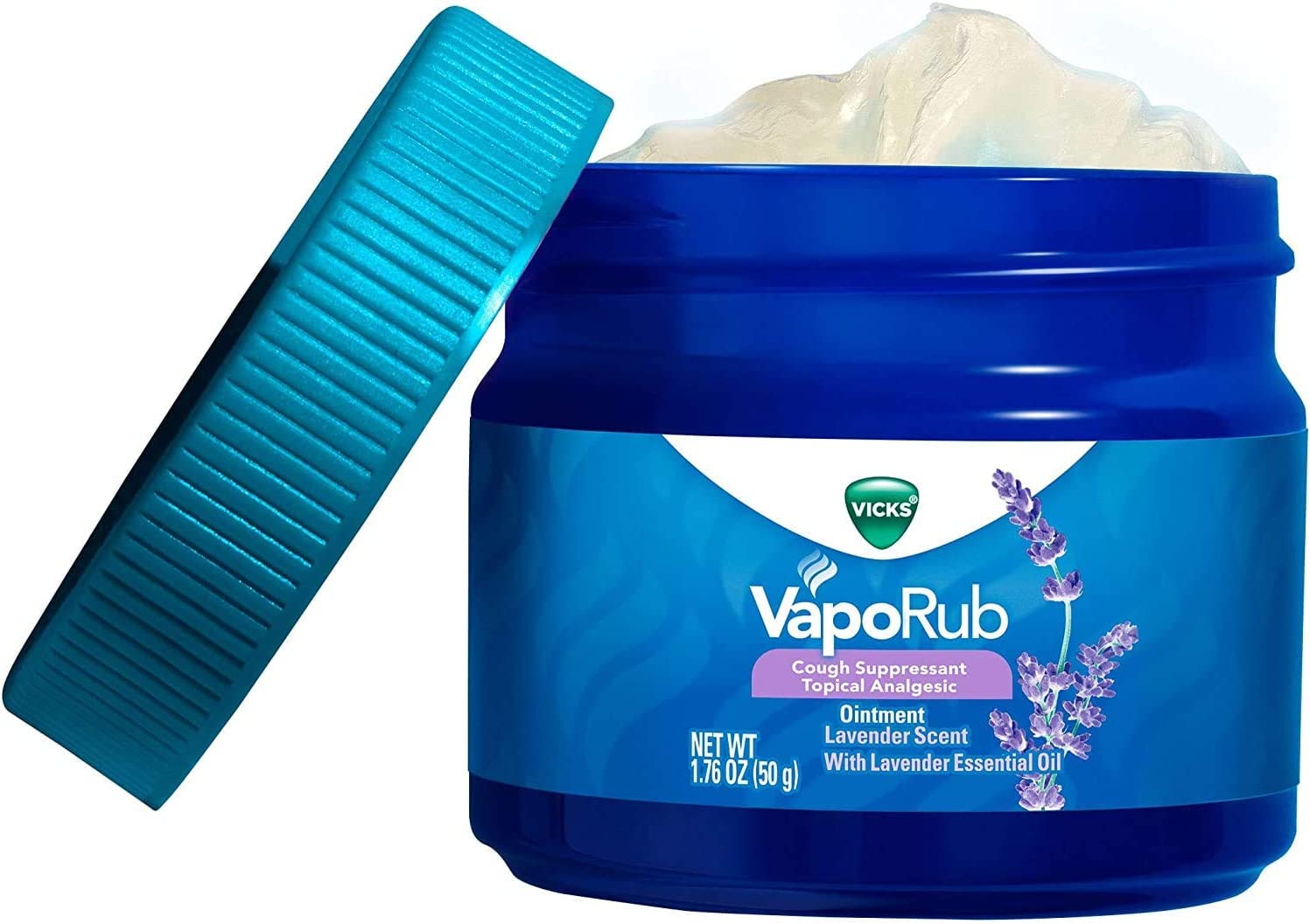 Vicks VapoRub, Lavender Scent, Cough Suppressant, Topical Chest Rub & Analgesic Ointment, Medicated Vapors, Relief from Cough Due to Cold, Aches & Pains, 1.76oz (Pack of 2)