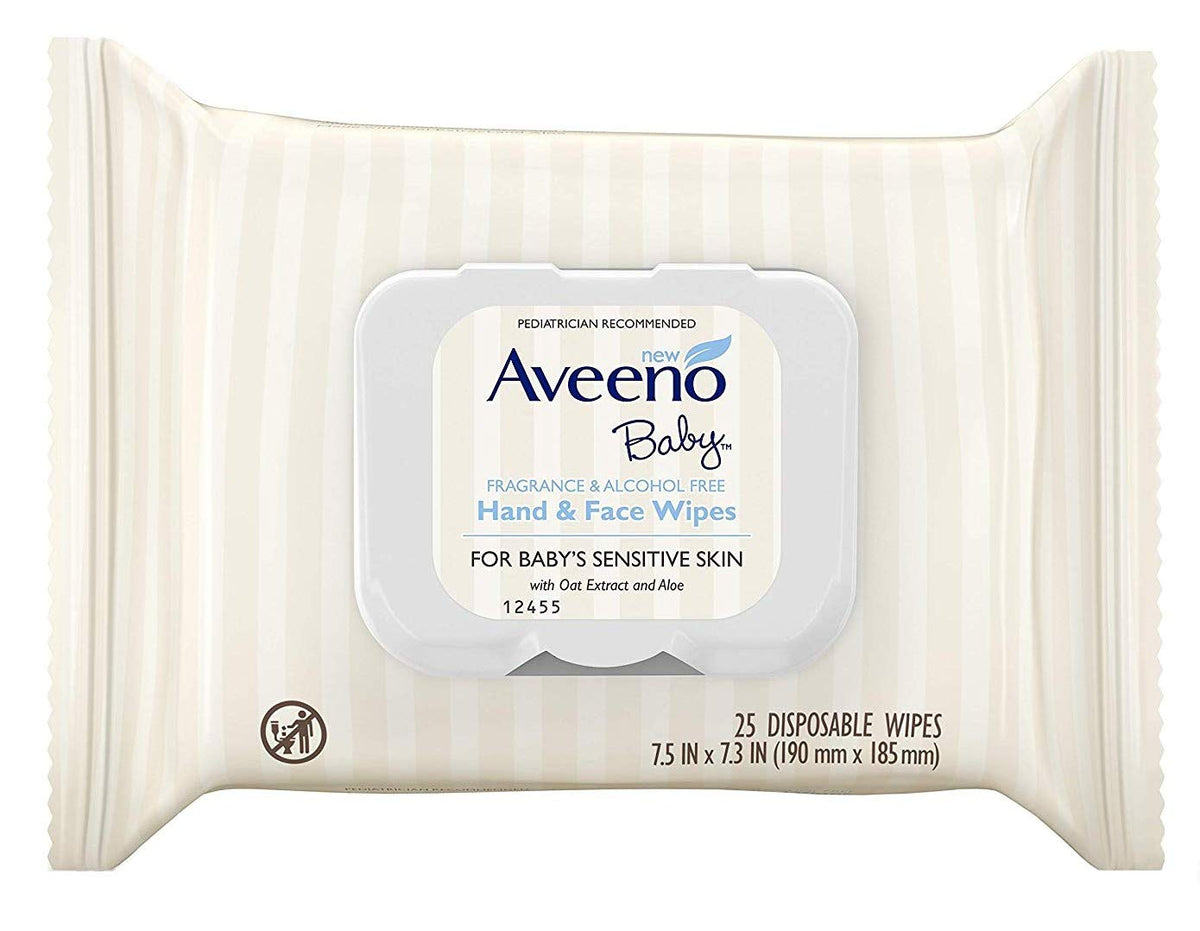 Aveeno Baby Wipes 25 Count Sensitive (4 Pack)