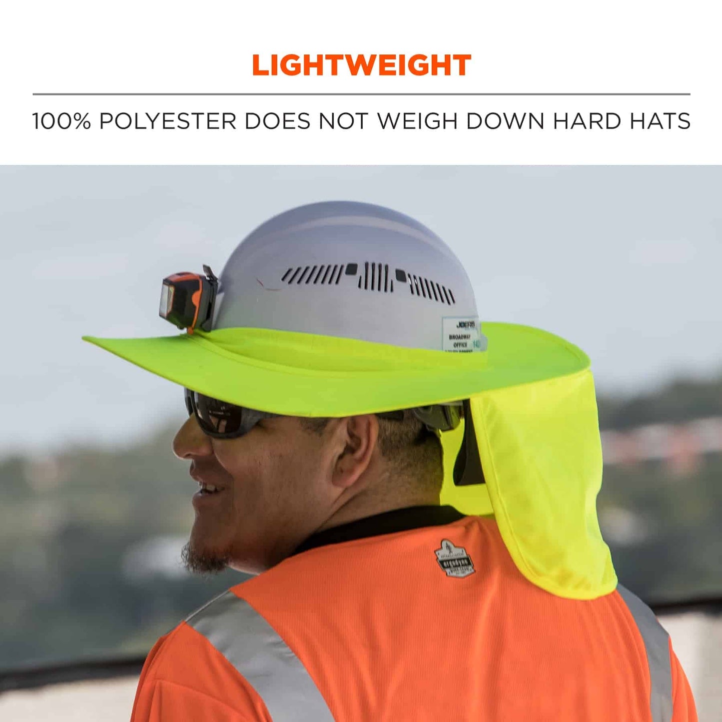 Ergodyne Chill-Its 6660 Attachable Hard Hat Brim with Neck Shade, Lime