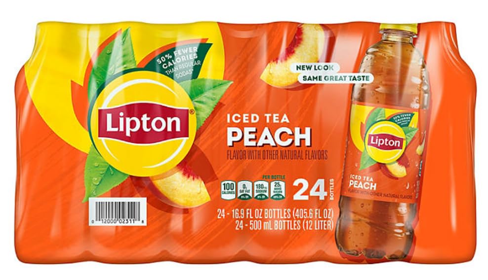 Lipton Peach Iced Black Tea Plastic Bottle 16.9 fl oz 24 Pack