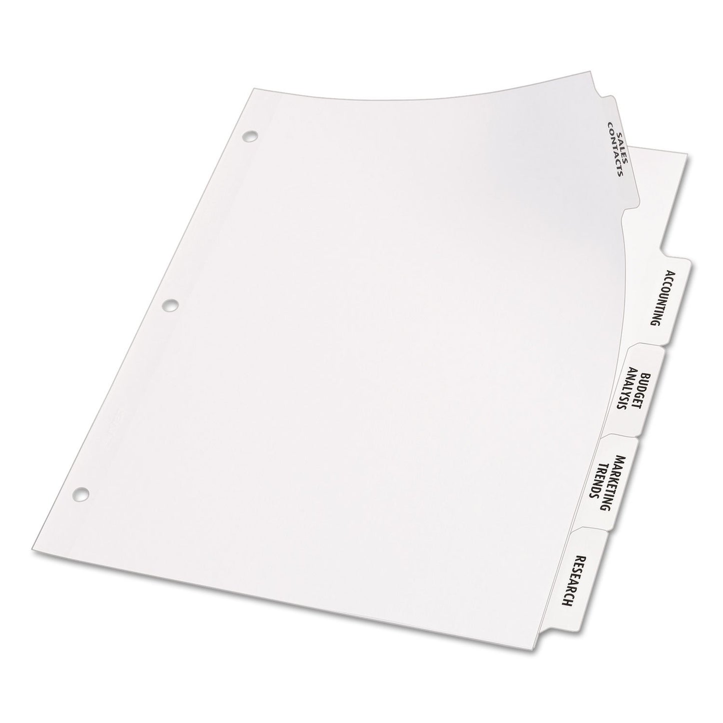 Avery 5 Big Tab Dividers for 3 Ring Binder, Easy Print & Apply Clear Label Strip, Index Maker Customizable White Tabs, 1 Set (11490)
