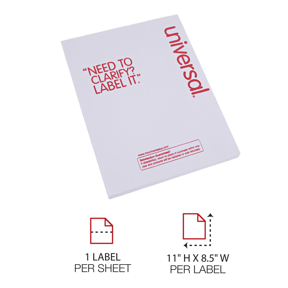 Universal UNV90108 8.5 in. x 11 in. Copier Mailing Labels - White (100/Box)