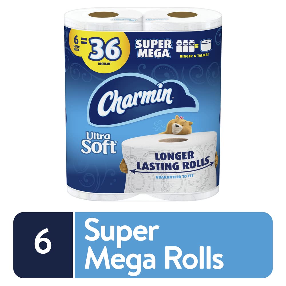 Charmin Ultra Soft Toilet Paper, 6 Super Mega Rolls = 36 Regular Rolls