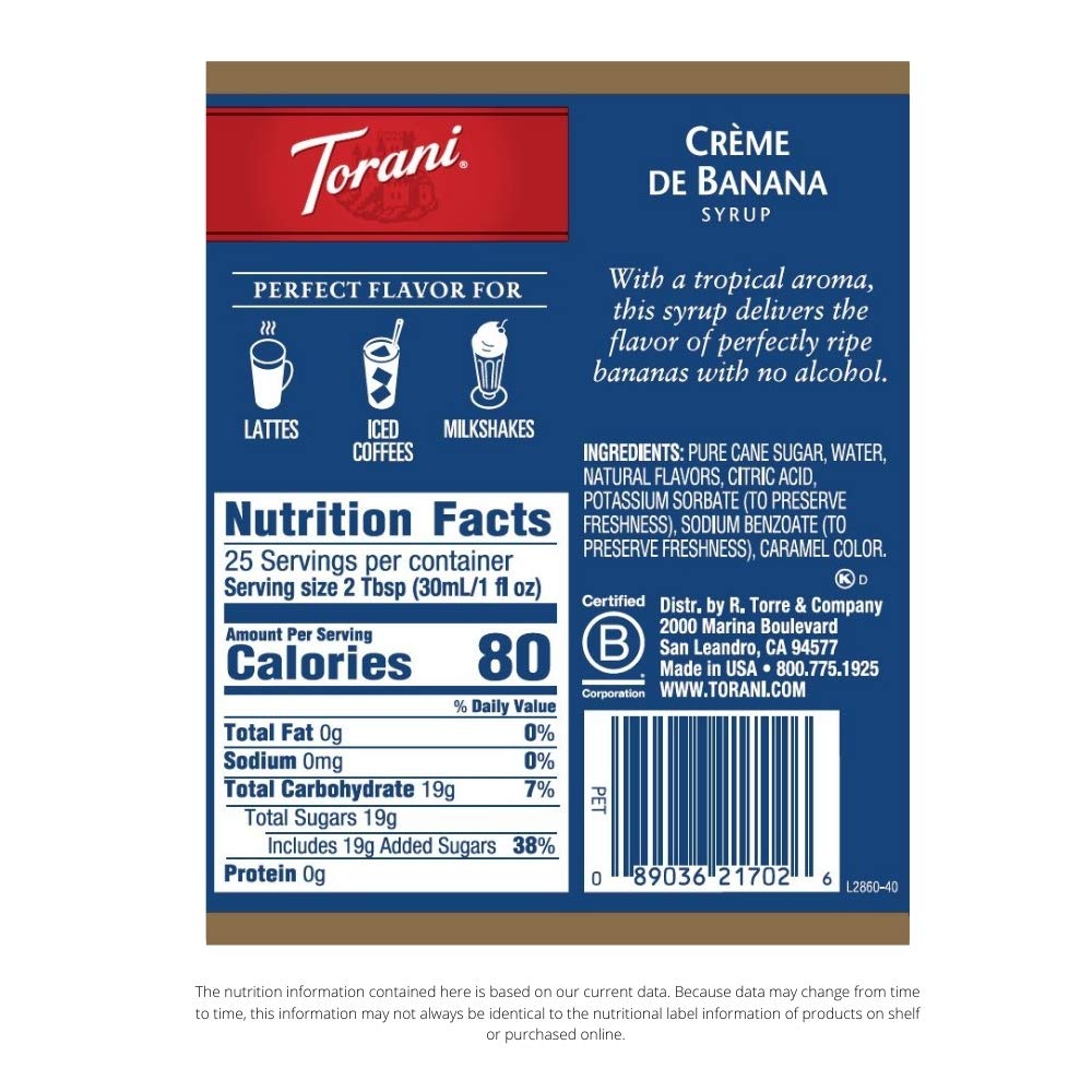 Torani Syrup, Crème de Banana, 25.4 Ounces (Pack of 4)