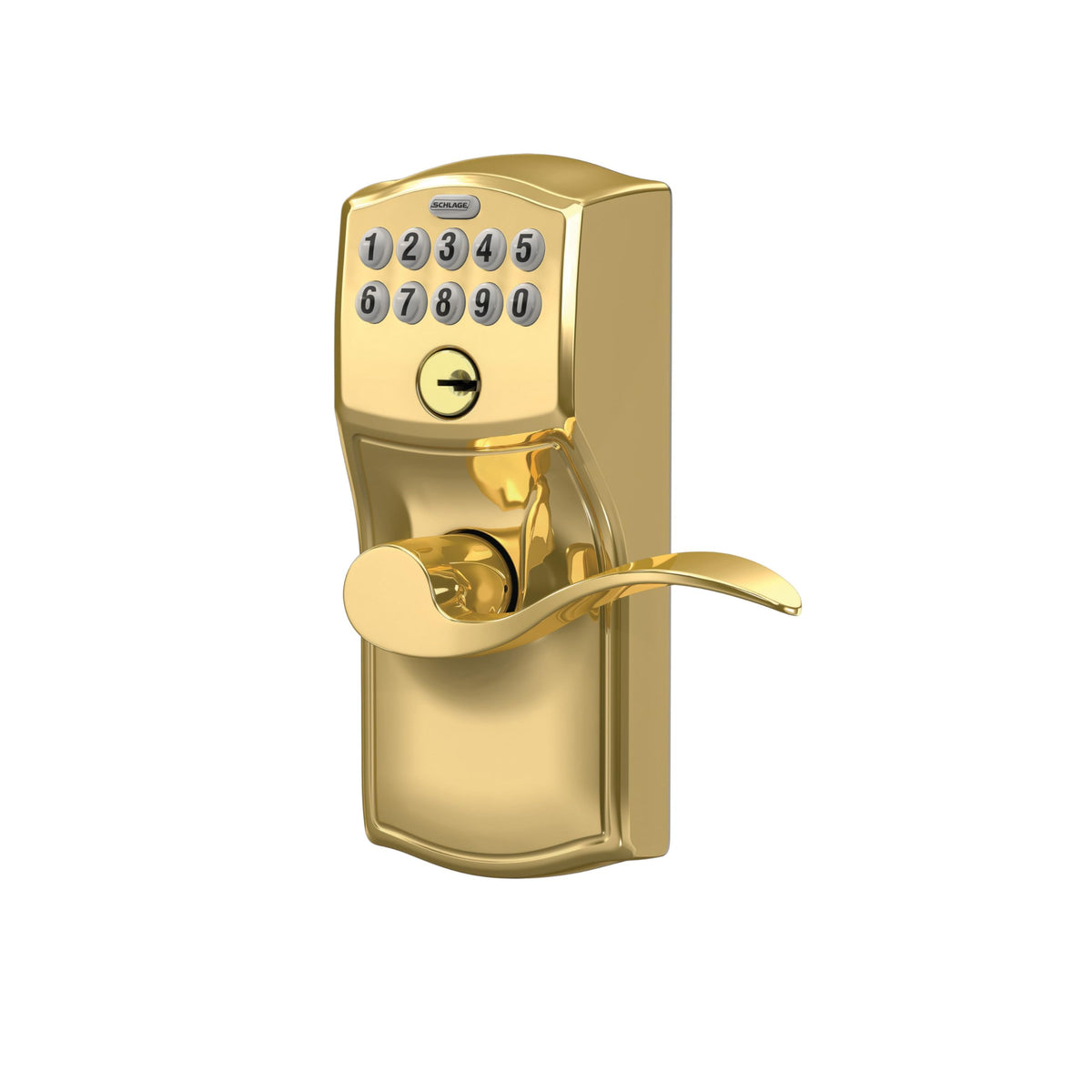 SCHLAGE FE595 CAM 505 16-234 10-027 Camelot by Accent Keypad Lever with Flex Lock, Bright Brass