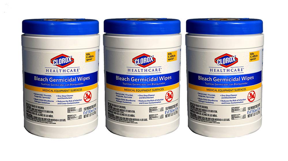 Clorox 30577 Healthcare Bleach Germicidal Wipe, 150 Count (3 Containers)