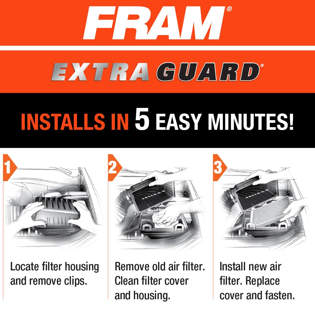 FRAM Extra Guard CA9115 Replacement Engine Air Filter for Select Toyota, Scion and International Models, Provides Up to 12 Months or 12,000 Miles Filter Protection