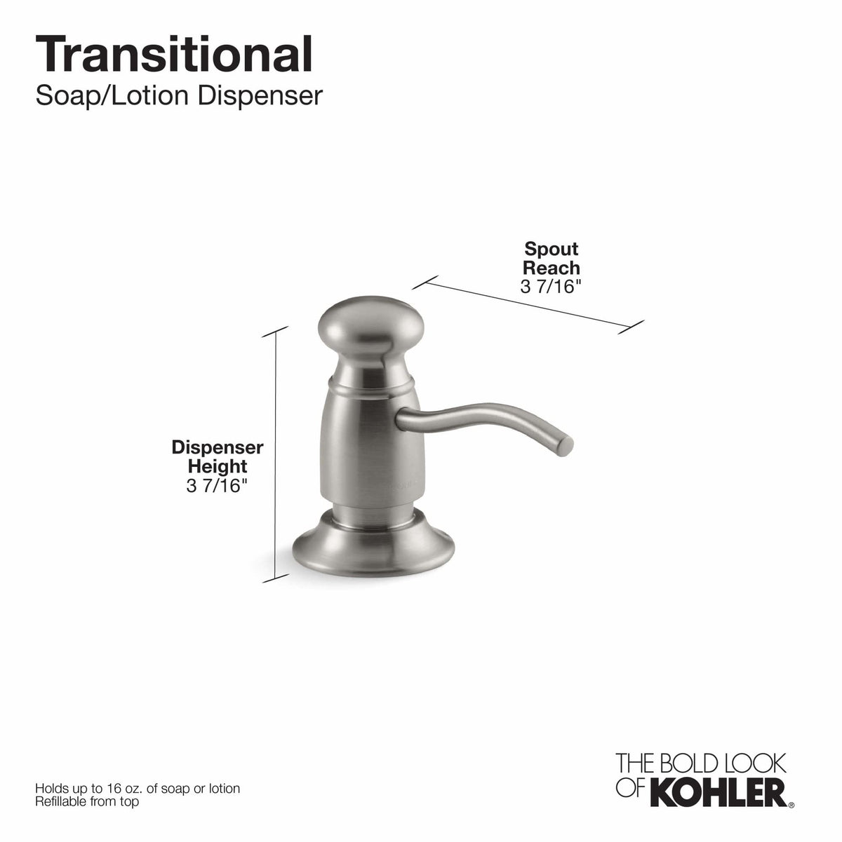 KOHLER Soap/Lotion Dispenser,Kitchen Sink Soap Dispenser