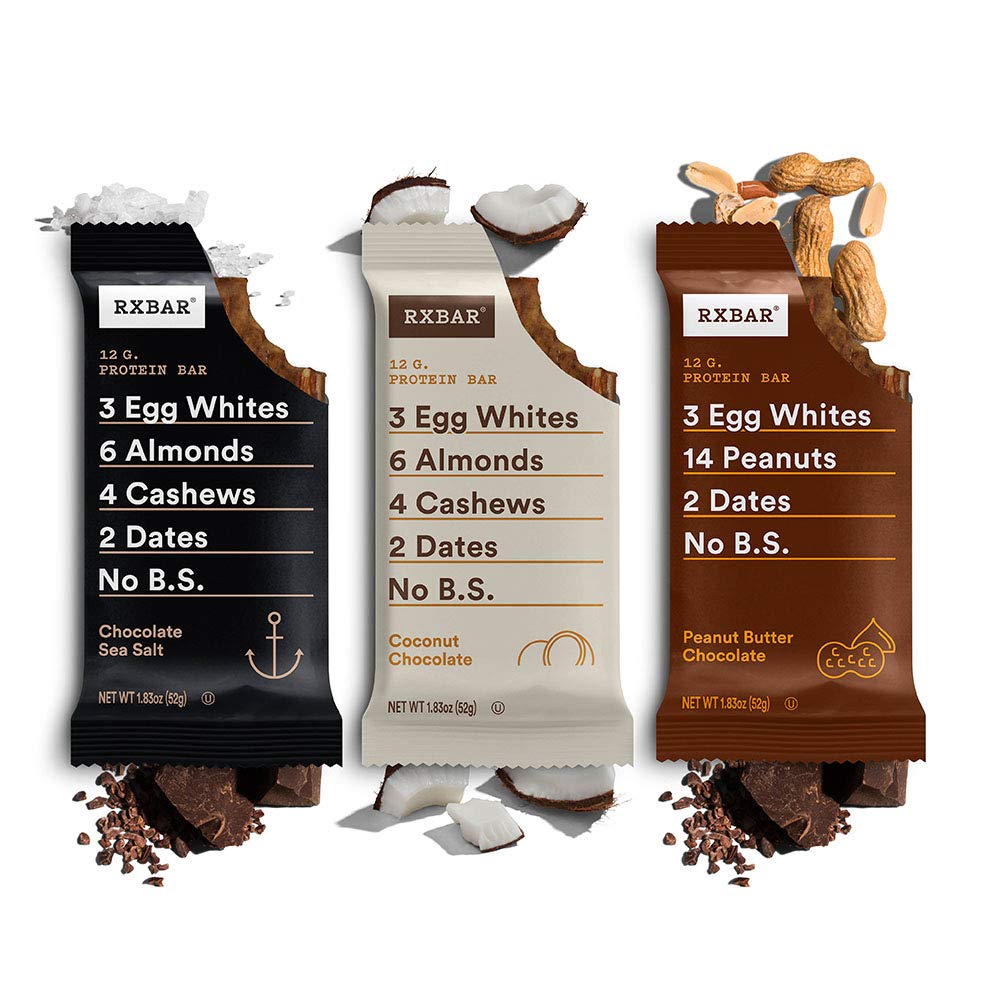RXBAR Protein Bar, Variety Pack, 3 Flavors (6 Boxes, 24 Bars)