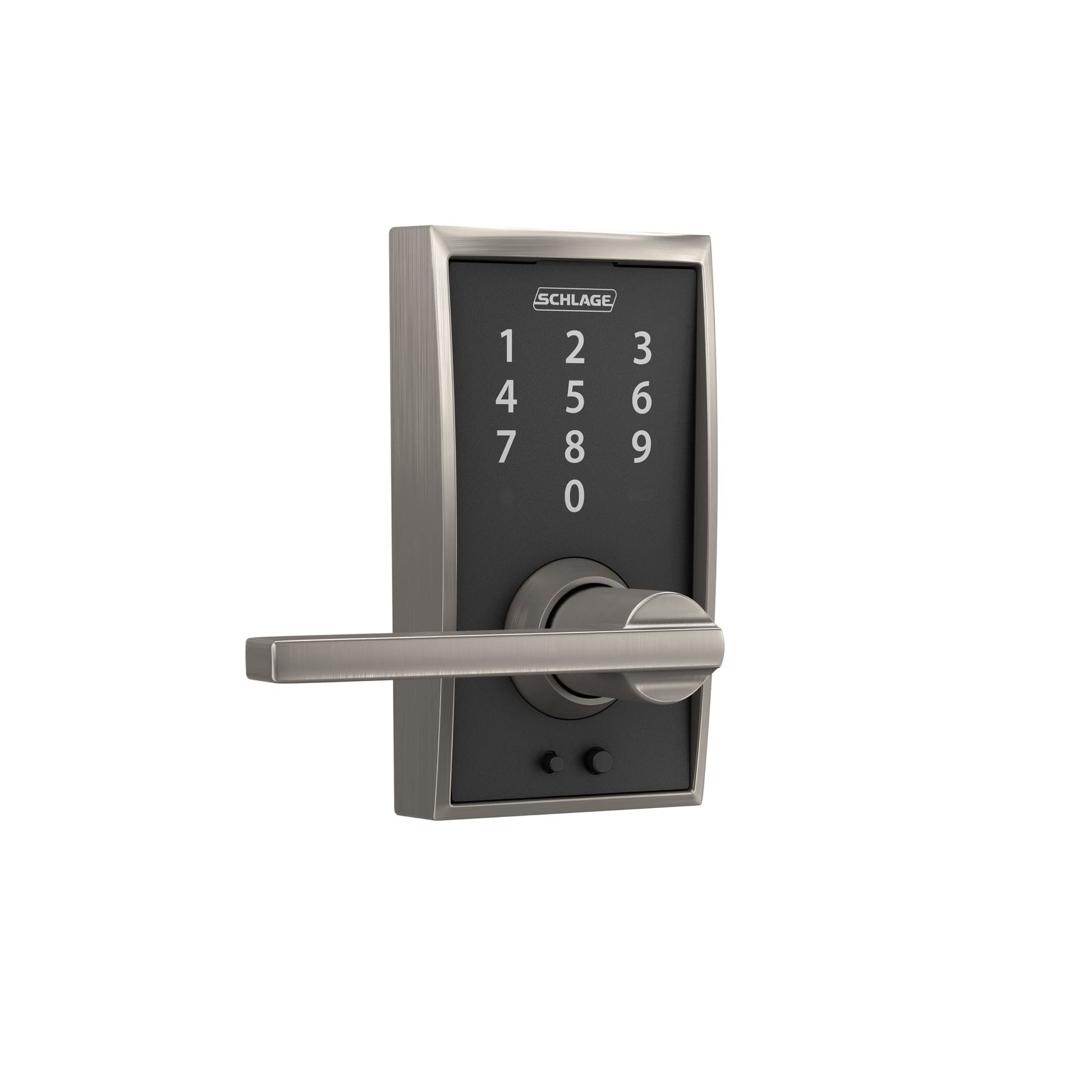 Schlage FE695 CEN 619 LAT Touch Century Lock with Latitude Lever, Electronic Keyless Entry Lock, Satin Nickel