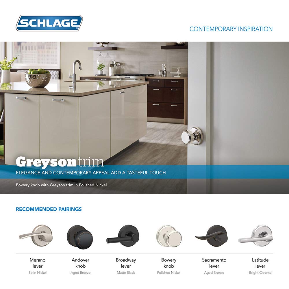 SCHLAGE Knob with Greyson Trim Non-Turning Lock, Aged Bronze (F170 BWE 716 GSN)