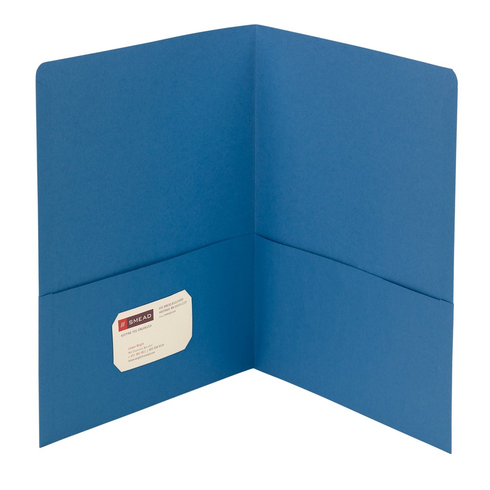 Smead Two-Pocket Heavyweight Folder, Letter Size, Blue, 25 per Box (87852)
