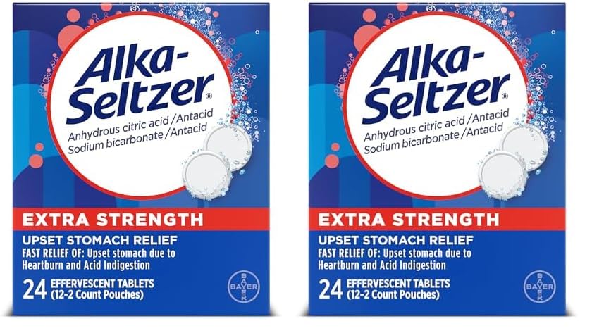 Alka-Seltzer Extra Strength Effervescent Tablets, 24 Count (Pack of 2)