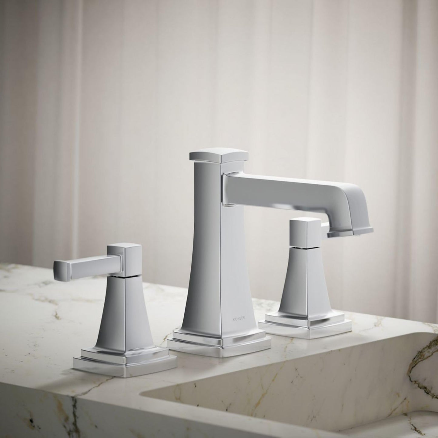 KOHLER 27399-4N-CP RIFF Widespread Bathroom Sink Faucet, Polished Chrome