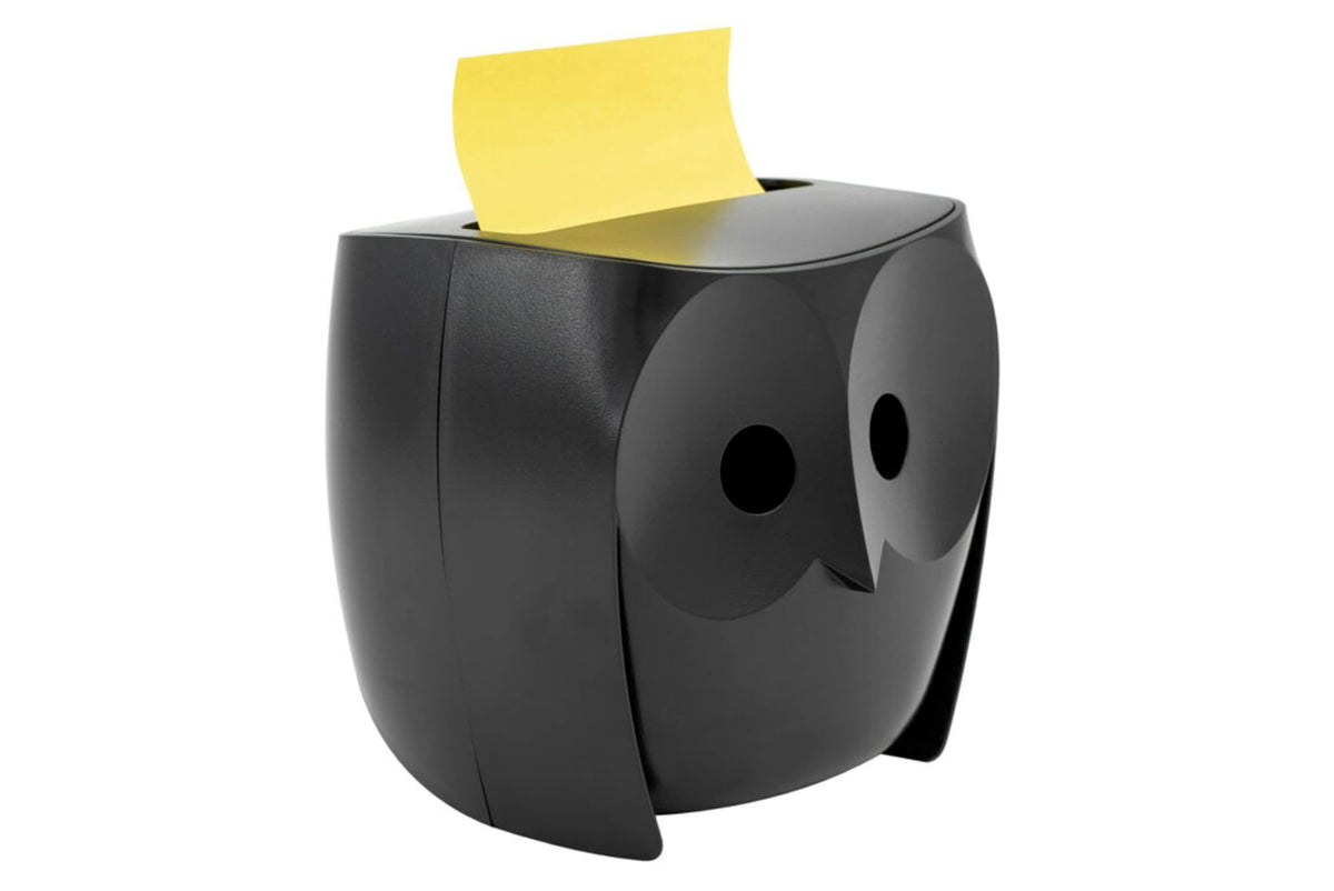 Post-it Owl Note Dispenser, Includes 1 Pad of Post-it 3 in X 3 in Super Sticky Dispenser Pop-up Notes, 45 Sheets (OWL-330-BK)