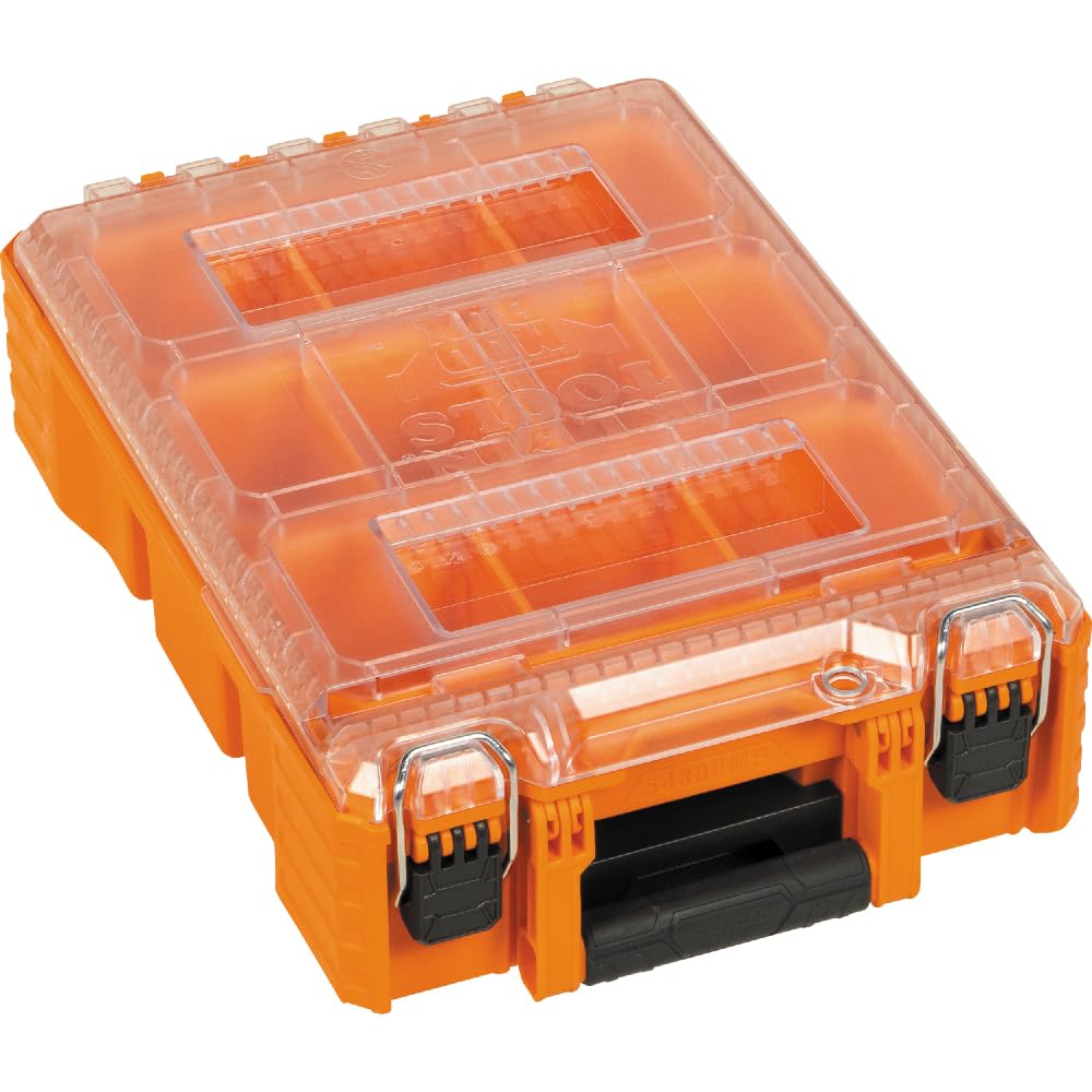 Klein Tools 54808MB MODbox Tall Compartment Box, Half-Width Tool Organizer, Small Parts Tool Box with 10 Compartments, 4 Removable Bins, Stackable Module