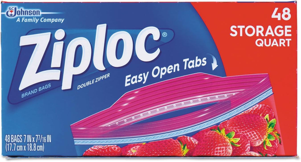 Ziploc Easy Open, Storage Quart 48 Count (Pack of 12)