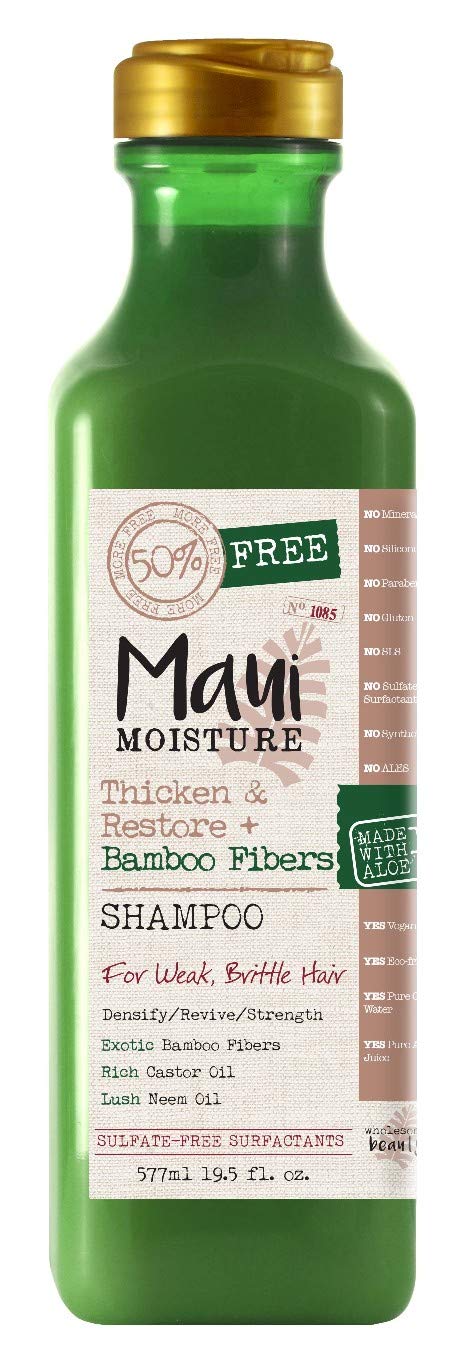 Maui Moisture Shampoo Bamboo Fibers 19.5 Ounce (Thicken) (577ml) (Pack of 3)