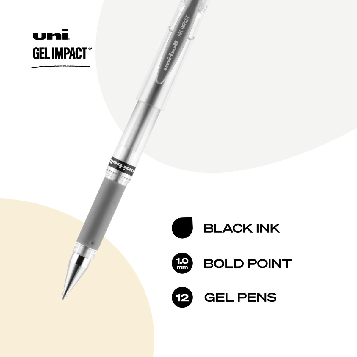 uniball Impact Gel Pen, Stick, Medium 1 Mm, Silver Metallic Ink, Silver Barrel