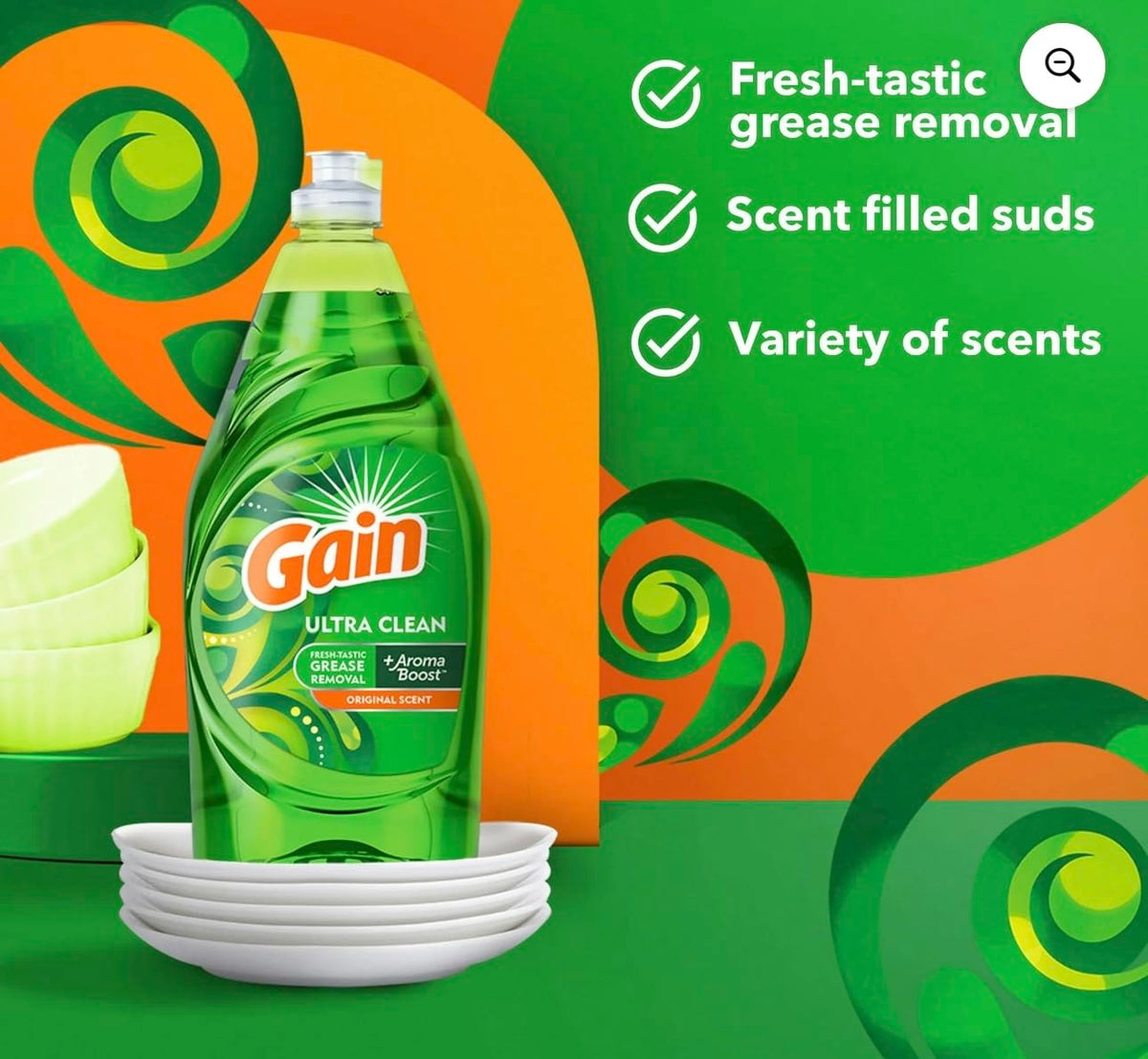 Gain Ultra Dishwashing Liquid - 8 Ounce - Original - 2 pk