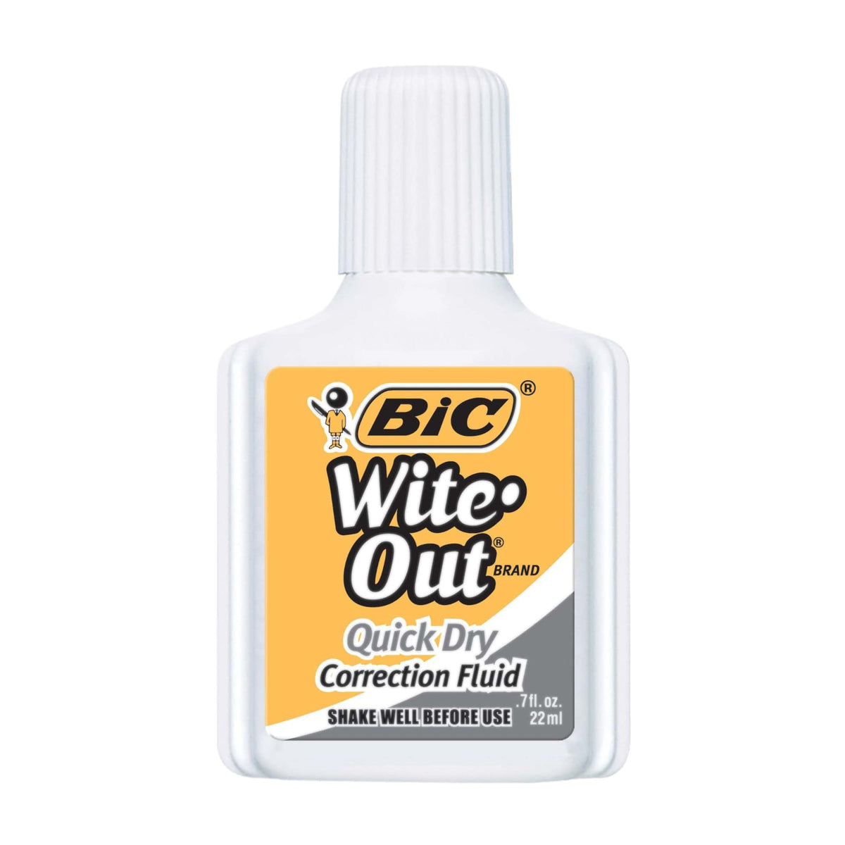 BIC Wite-Out Brand Quick Dry Correction Fluid, 20 ml, White, 12-Count