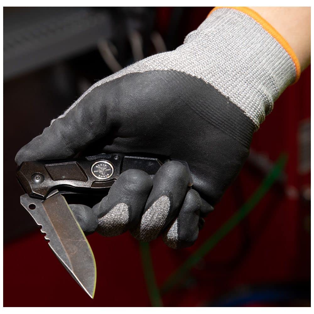 Klein Tools 60185 Work Gloves, Cut-Resistant Gloves ANSI Rated A2, Touchscreen, Large, 2-Pair