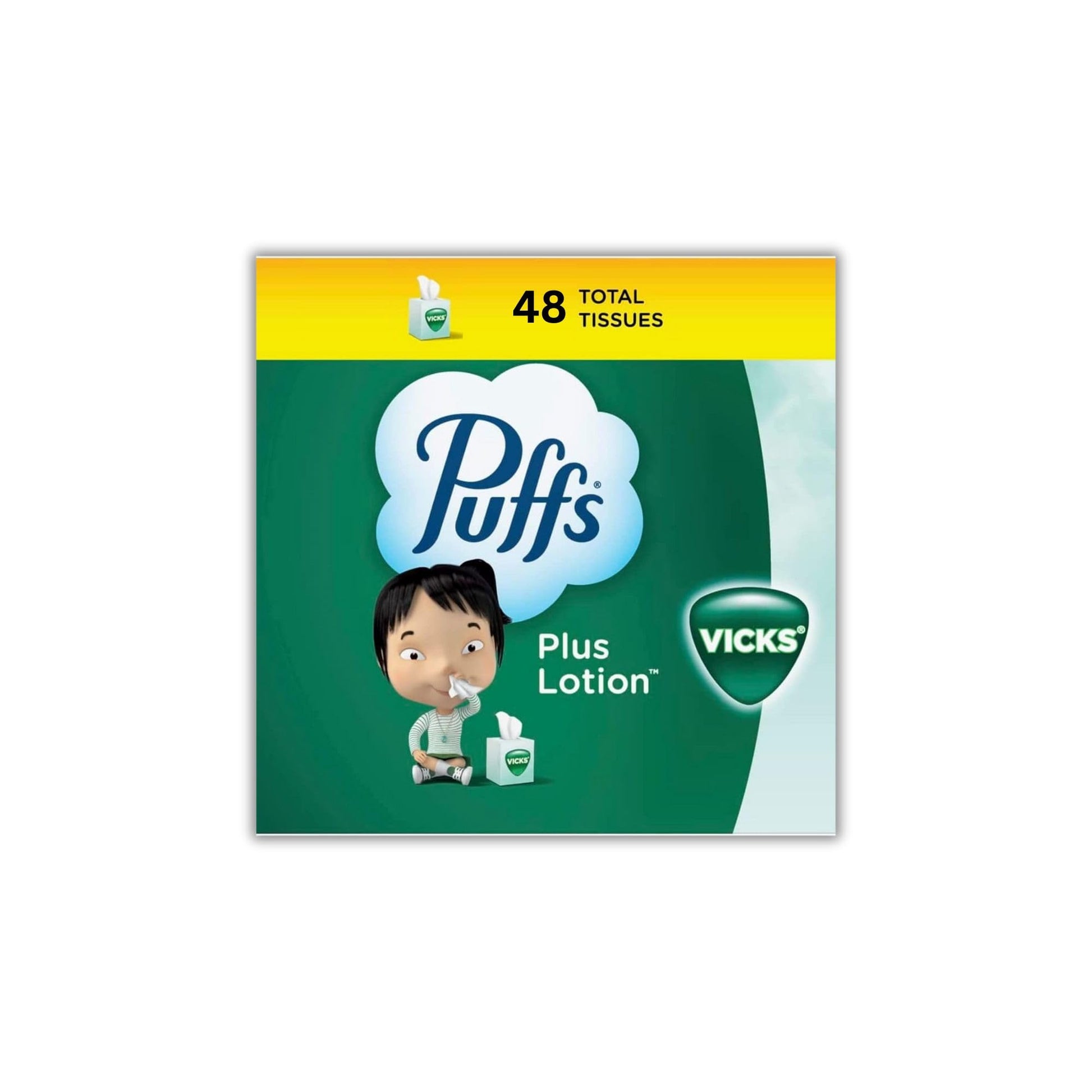 Puff_s Plus Lotion with Vick Facial Tissues 3 Cubes (48 Tissues per Box), Soft Lotion Tissue in Nature Vista Box.