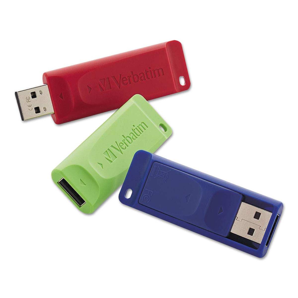 Verbatim 32GB Store 'n' Go USB Flash Drive - PC / Mac Compatible - 3pk - Red, Blue, Green