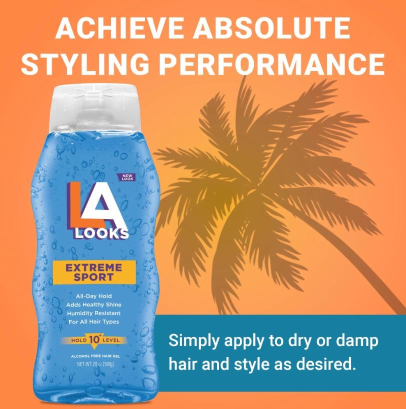 L.A. Looks Sport Xtreme Hold Gel, Hold Level 10+, 20-Ounce