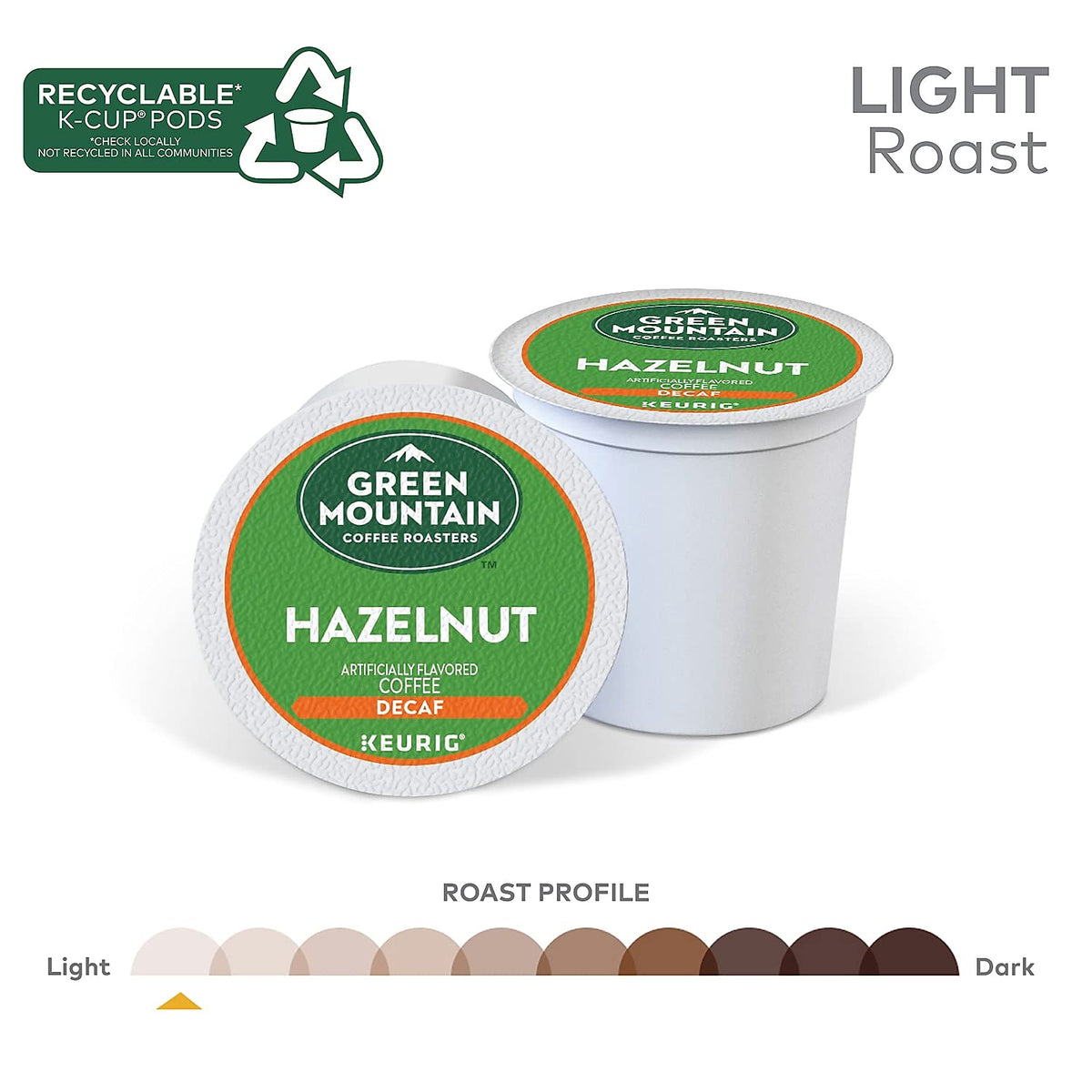 Green Mountain Coffee Hazelnut Decaf, Light Roasted, K-Cup Portion Pack for Keurig K-Cup Brewers, 24-Count