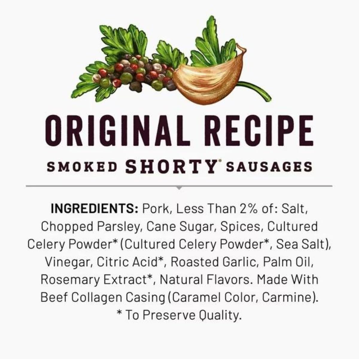 SUPREME BOX Duke's Original Shorty Smoked Sausage, Original, Gluten Free, Keto Friendly 5 Oz - Pack of 2 (10 oz in total)