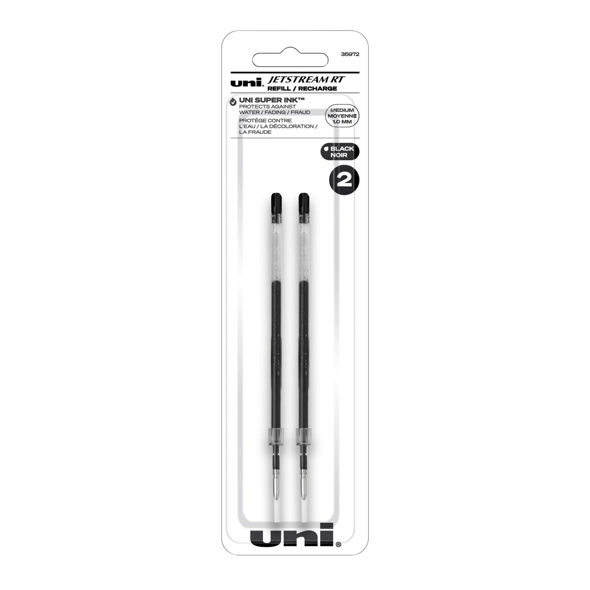 uniball Refill For Jetstream Rt Pens, Bold Conical Tip, Black Ink, 2/pack