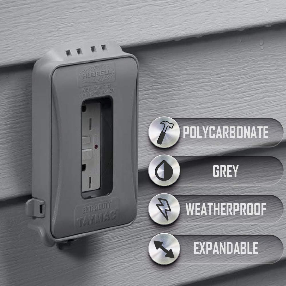 TAYMAC ML500 Single-Gang Mount 16-in-1 Flat Nonmetallic Weatherproof Vertical/Horizontal, 1-Pack, Gray