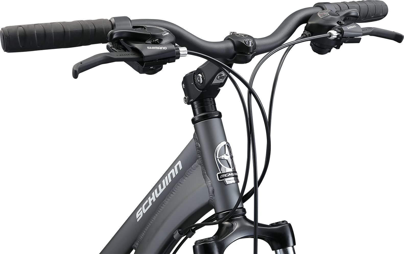 Schwinn Discover 2 Adult Hybrid Bike for Men and Women, 700c Wheels, 21-Speeds, 15-Inch Frame, Front and Rear Fenders, Rear Cargo Rack, Matte Grey