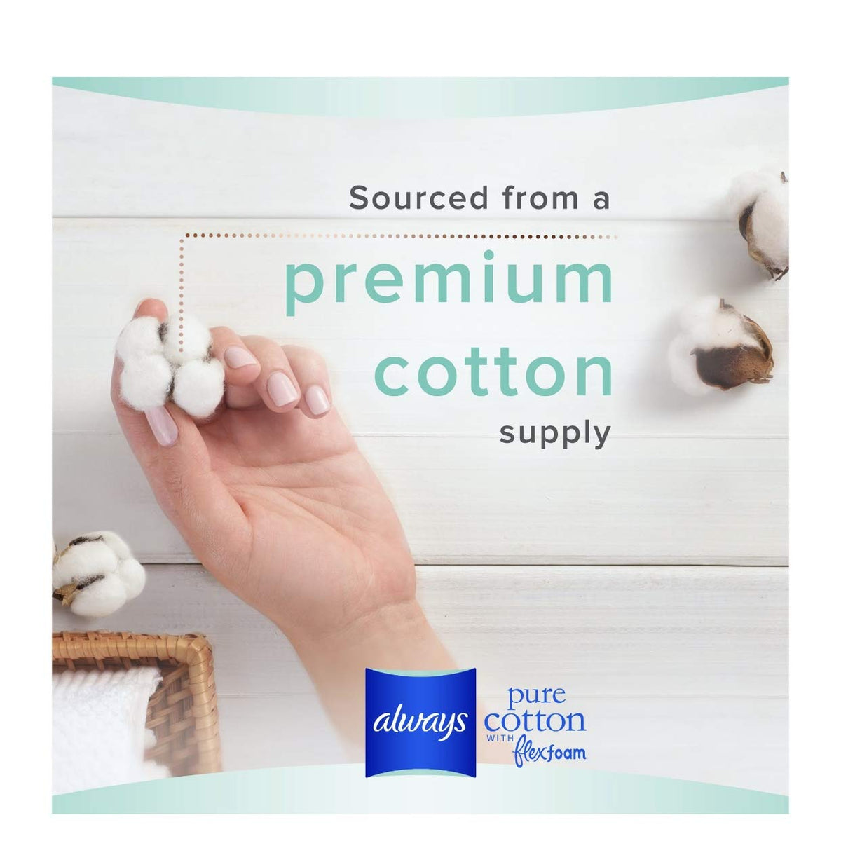 Always Pure Cotton with Flexfoam 12 Pads Size 2