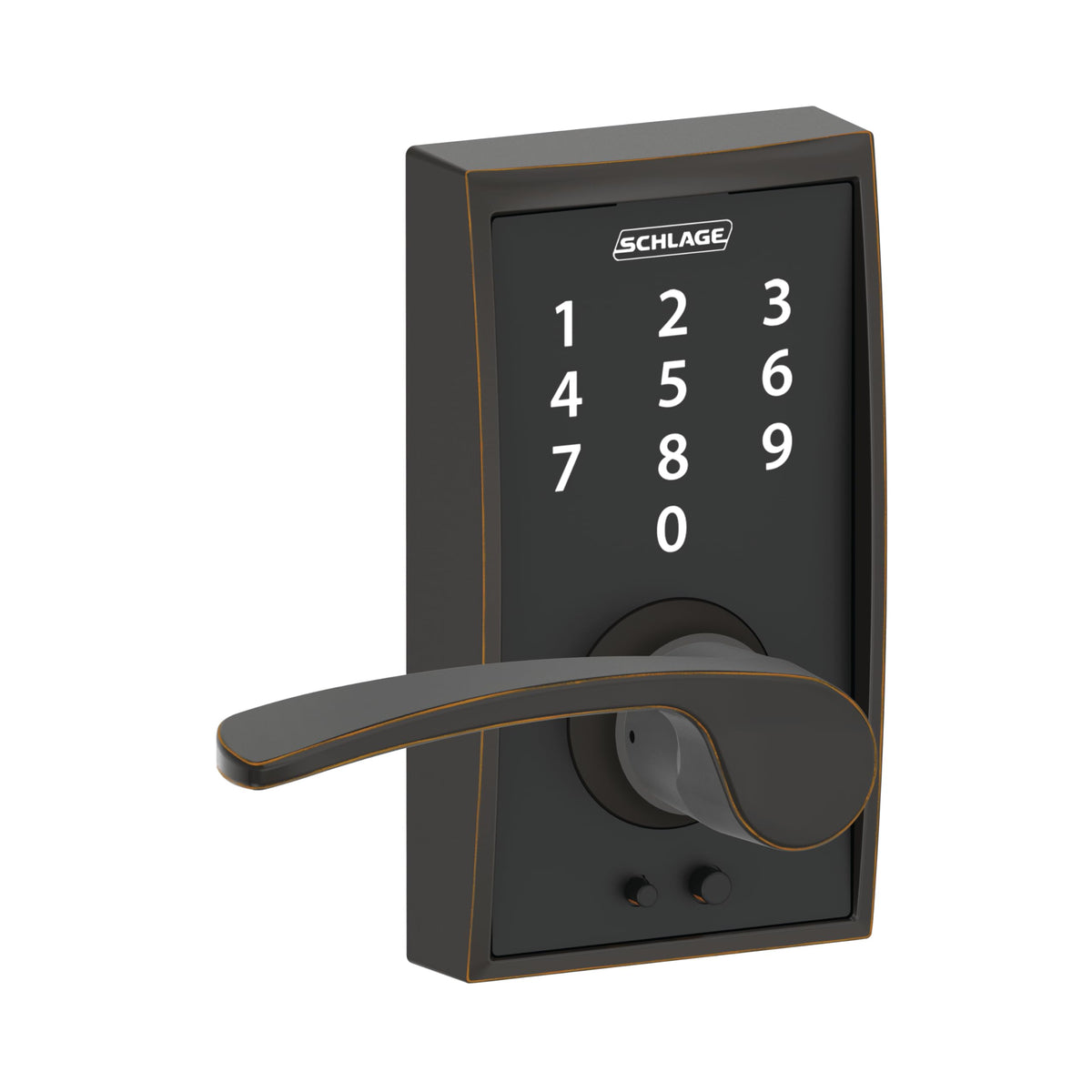 SCHLAGE Touch Century Lock with Merano Lever (Aged Bronze) FE695 CEN 716 MER
