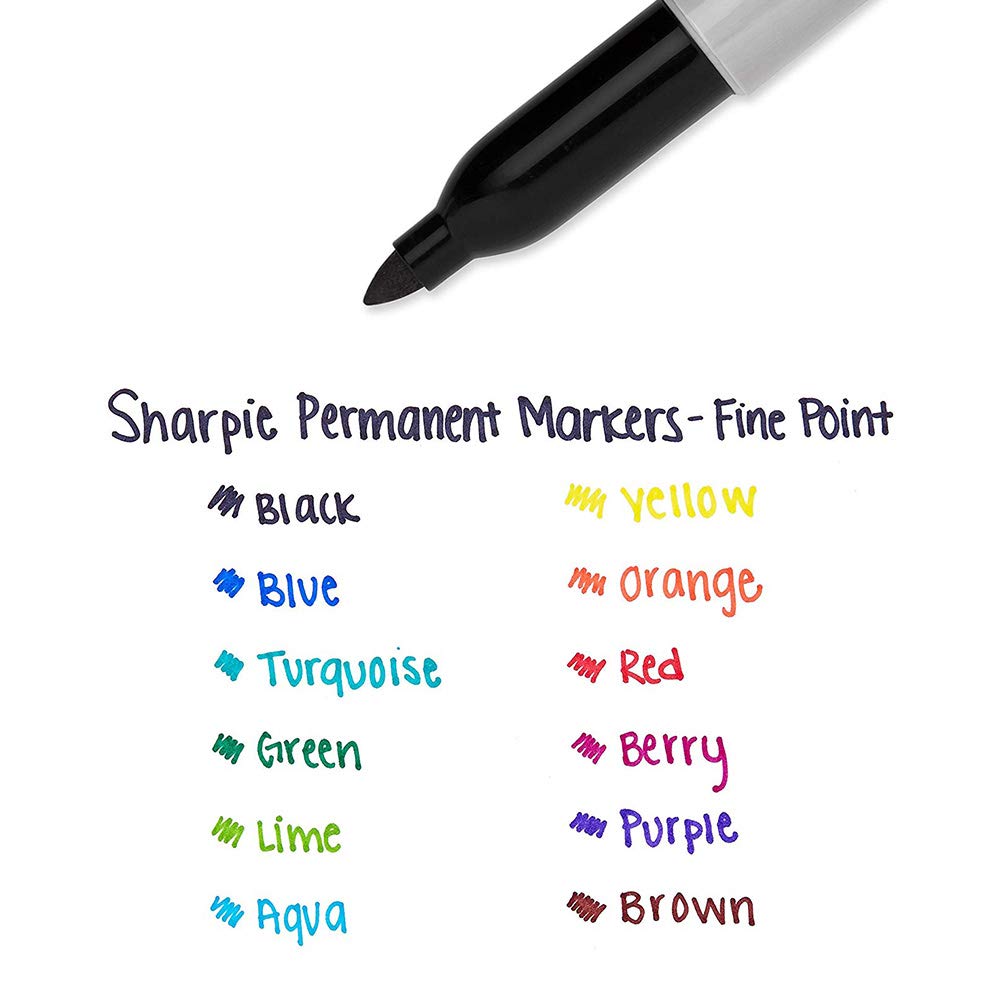 Sharpie Permanent Marker Fine Point,Fine Point Black Permanent Marker Quick Drying/Waterproof - 36 Count (1 Pack)