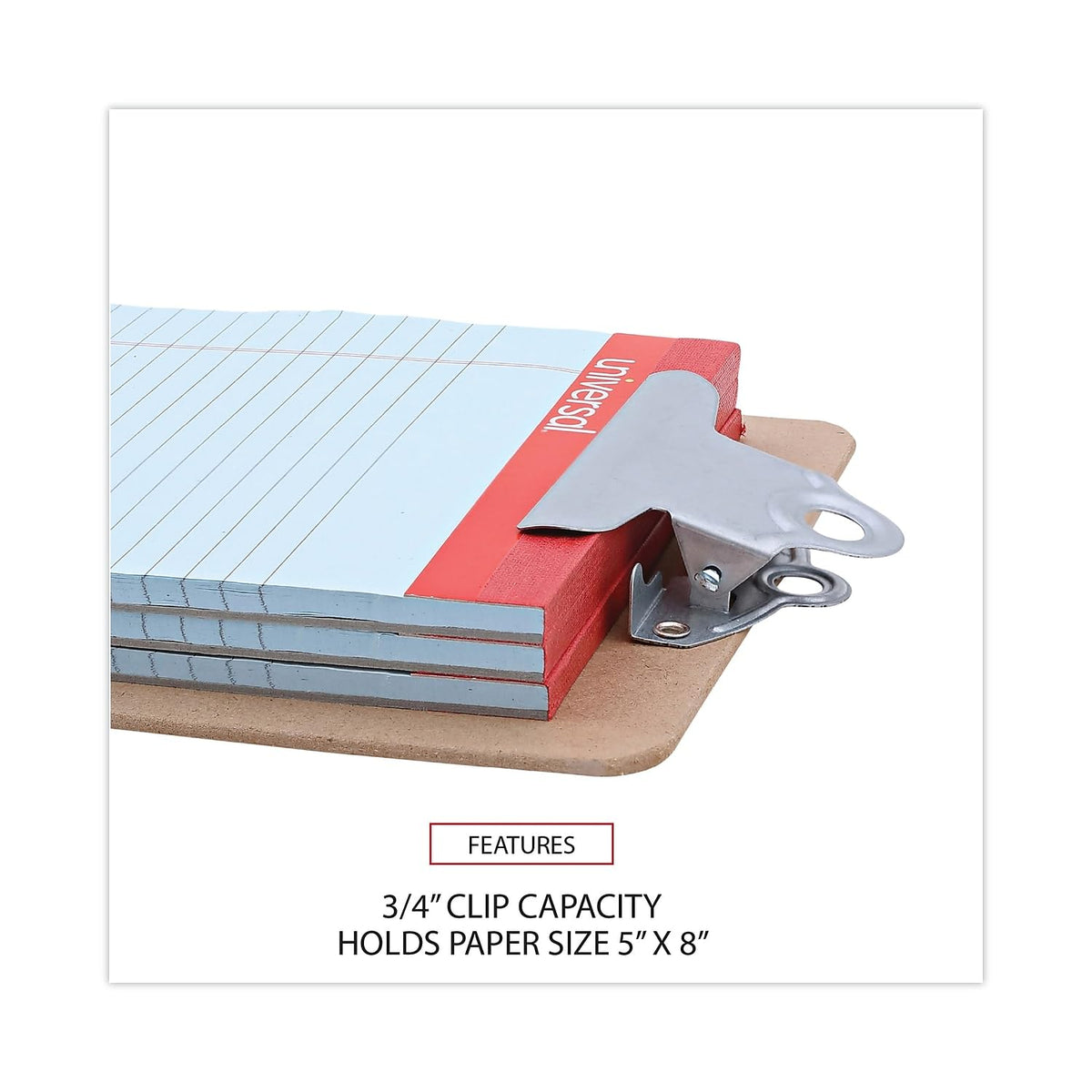 Universal Hardboard Clipboard, 0.75" Clip Capacity, Holds 5 x 8 Sheets, Brown, Small