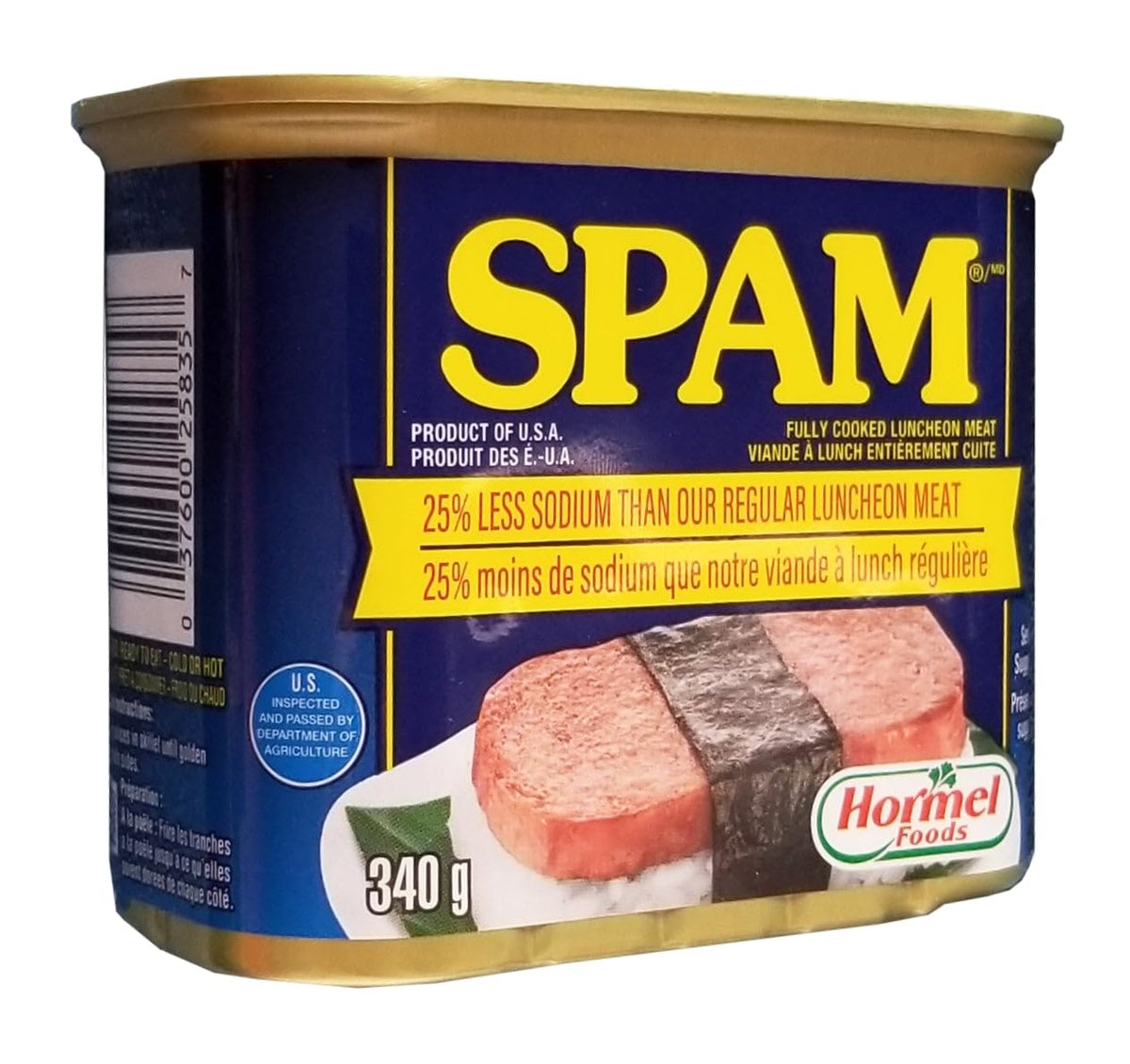 SPAM Luncheon Meat, 25% Less Sodium, 340g/ 12 oz. Can