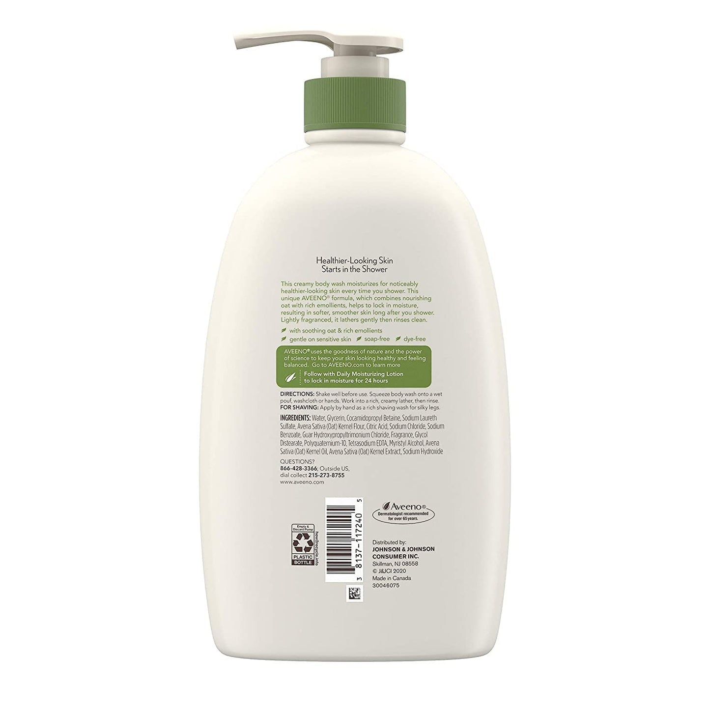 Aveeno Active Naturals Body Wash - Daily Moisturizing - Net Wt. 33 FL OZ (975 mL) Per Bottle - Pack of 2 Bottles