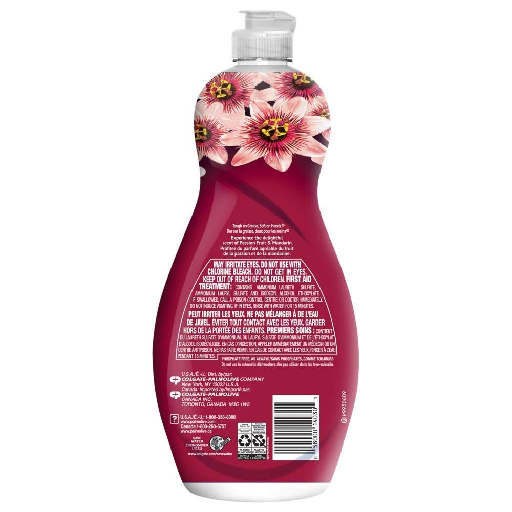 Palmolive Ultra Liquid Dish Soap | Soft Touch on Hands | Tough-on-Grease | Concentrated Formula | Passion Fruit & Mandarin Scent - 20 Ounce Bottle (Pack of 3)