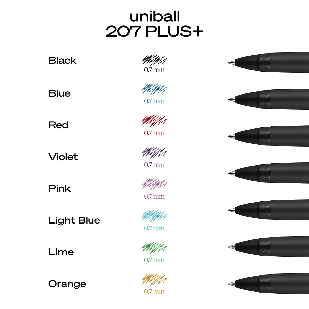 207PLUS+ Gel, 0.7MM, Black, OS Dozen