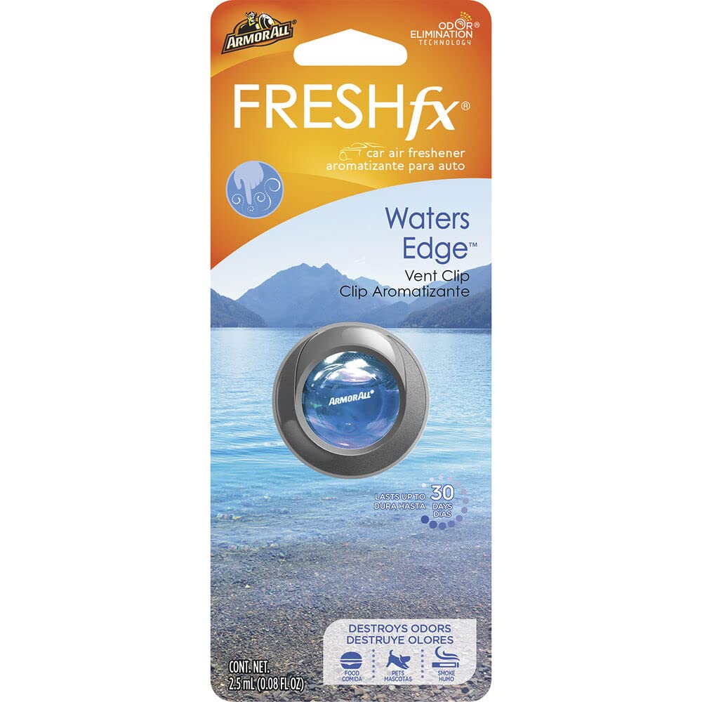 Fresh FX Car Air Freshener Vent Clip by Armor All, Car Odor Eliminator for Cars & Truck, Water's Edge
